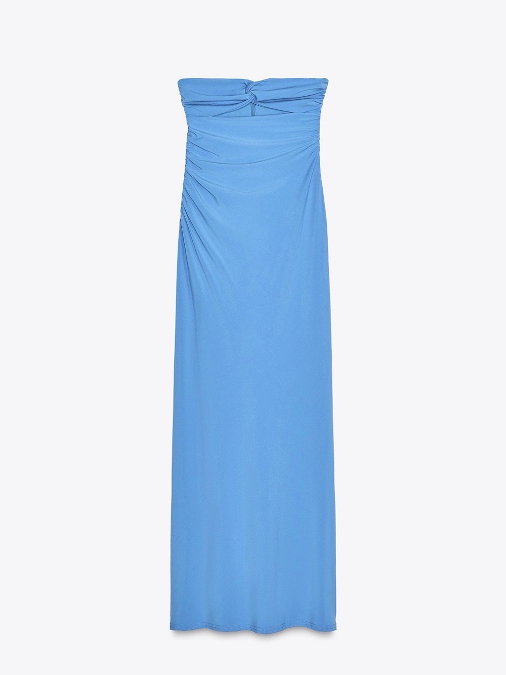 Zara Strapless Sky Blue Cutout Maxi Dress - Picture 3 of 9